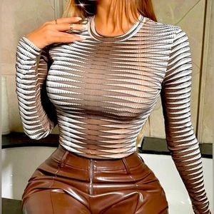 Incredibly Sexy Designer Ribbed Knit Tee.
